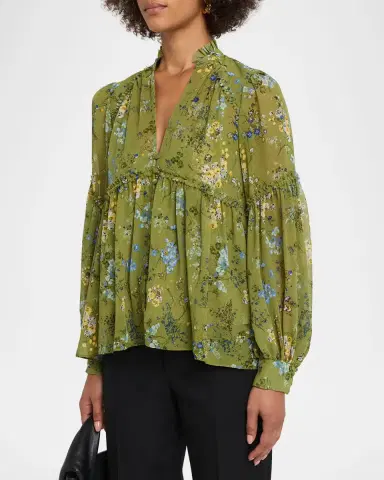 Cinq a Sept Windswept Floral Blouse | Thumbnail 4 Cinq a Sept Windswept Floral Blouse | Thumbnail 4