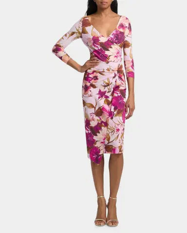 Chiara Boni La Petite Robe Axas Gathered Abstract-Print Midi Dress | Thumbnail 4 Chiara Boni La Petite Robe Axas Gathered Abstract-Print Midi Dress | Thumbnail 4