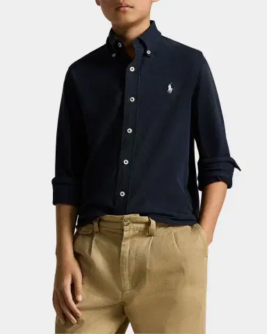 Ralph Lauren Boy's Featherweight Cotton Mesh Shirt, Size -XL | Thumbnail 4