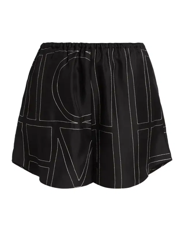 Toteme Silk Stitched-Logo Shorts