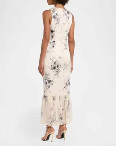 Cinq à Sept Cyrus Hand-Sketched Floral Ruffled Midi Dress | Thumbnail 3 Cinq à Sept Cyrus Hand-Sketched Floral Ruffled Midi Dress | Thumbnail 3