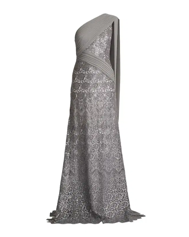 Tadashi Shoji Draped One-Shoulder Sequin Gown