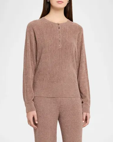 Barefoot Dreams CozyChic Ultra Lite Scalloped Henley Pullover | Thumbnail 4 Barefoot Dreams CozyChic Ultra Lite Scalloped Henley Pullover | Thumbnail 4