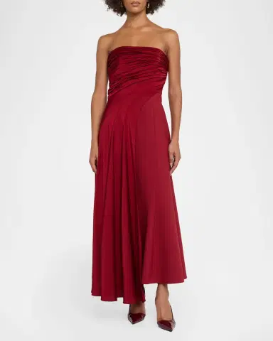 Cinq à Sept Clarisse Strapless Draped Midi Dress | Thumbnail 2