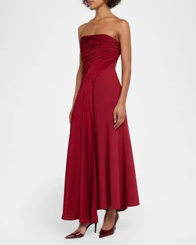 Cinq à Sept Clarisse Strapless Draped Midi Dress | Thumbnail 4