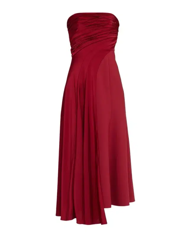 Cinq a Sept Clarisse Strapless Draped Midi Dress