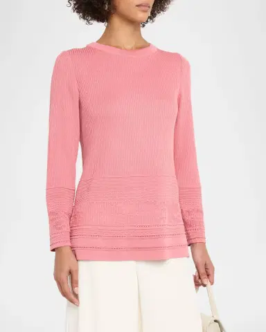 Misook Pointelle Knit Ribbed Tunic | Thumbnail 4 Misook Pointelle Knit Ribbed Tunic | Thumbnail 4