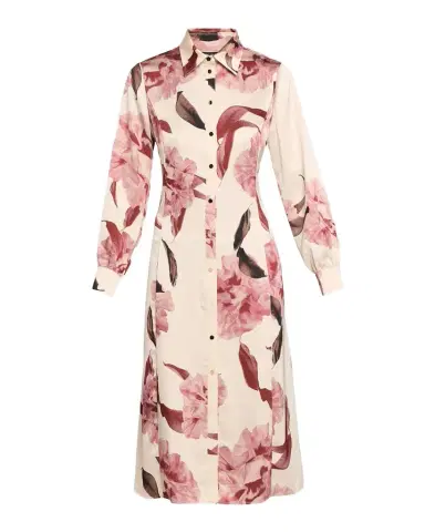 Misook Floral Satin Midi Shirtdress | Thumbnail 1 Misook Floral Satin Midi Shirtdress | Thumbnail 1