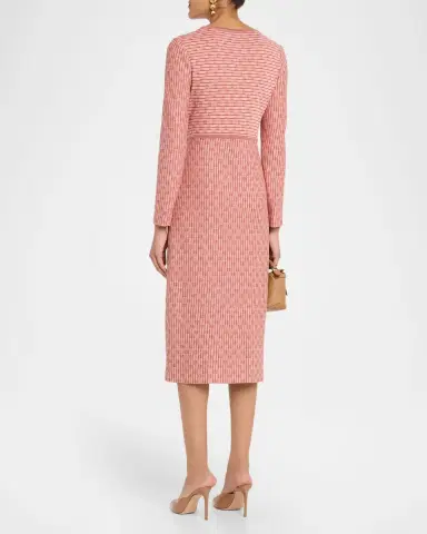 Misook Geometric Knit Wrap Midi Dress | Thumbnail 3