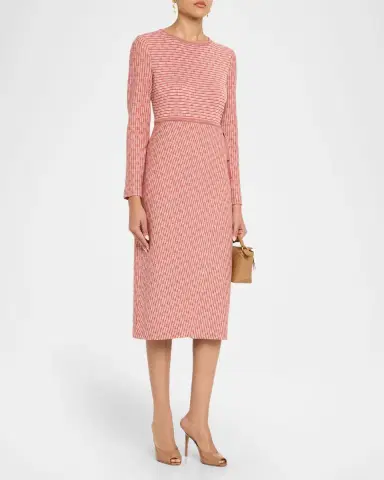Misook Geometric Knit Wrap Midi Dress | Thumbnail 4