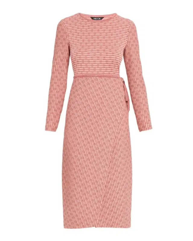 Misook Geometric Knit Wrap Midi Dress