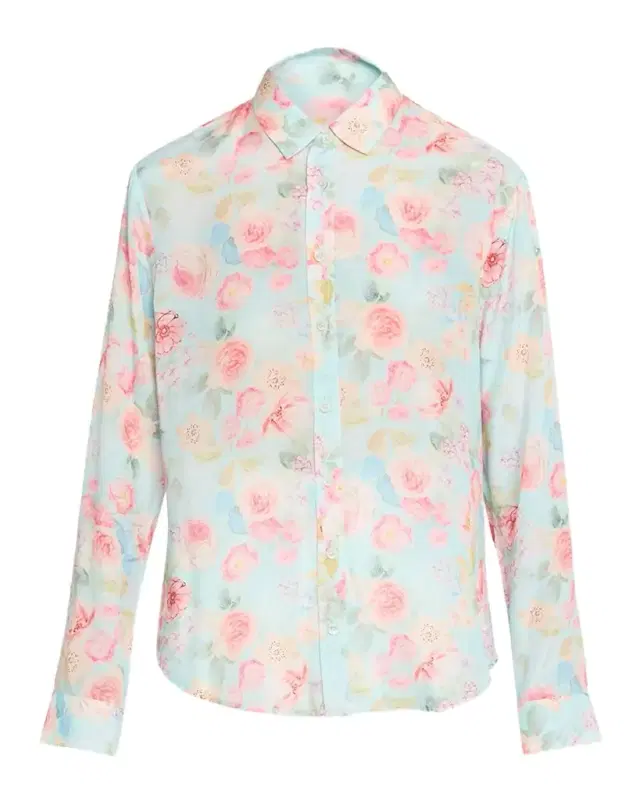 CISSA Floral Slim Button-Front Shirt