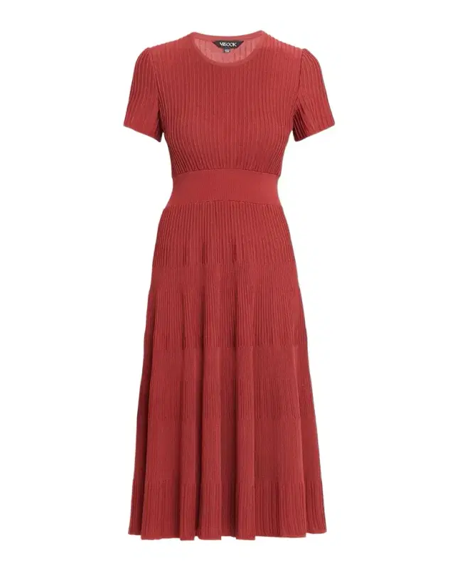 Misook Rib-Knit Fit & Flare Midi-Dress