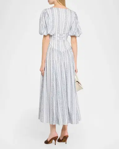 Cinq a Sept Corvin Belted Puff-Sleeve Midi Dress | Thumbnail 3 Cinq a Sept Corvin Belted Puff-Sleeve Midi Dress | Thumbnail 3