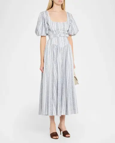Cinq a Sept Corvin Belted Puff-Sleeve Midi Dress | Thumbnail 4 Cinq a Sept Corvin Belted Puff-Sleeve Midi Dress | Thumbnail 4