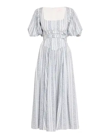 Cinq a Sept Corvin Belted Puff-Sleeve Midi Dress | Thumbnail 1 Cinq a Sept Corvin Belted Puff-Sleeve Midi Dress | Thumbnail 1