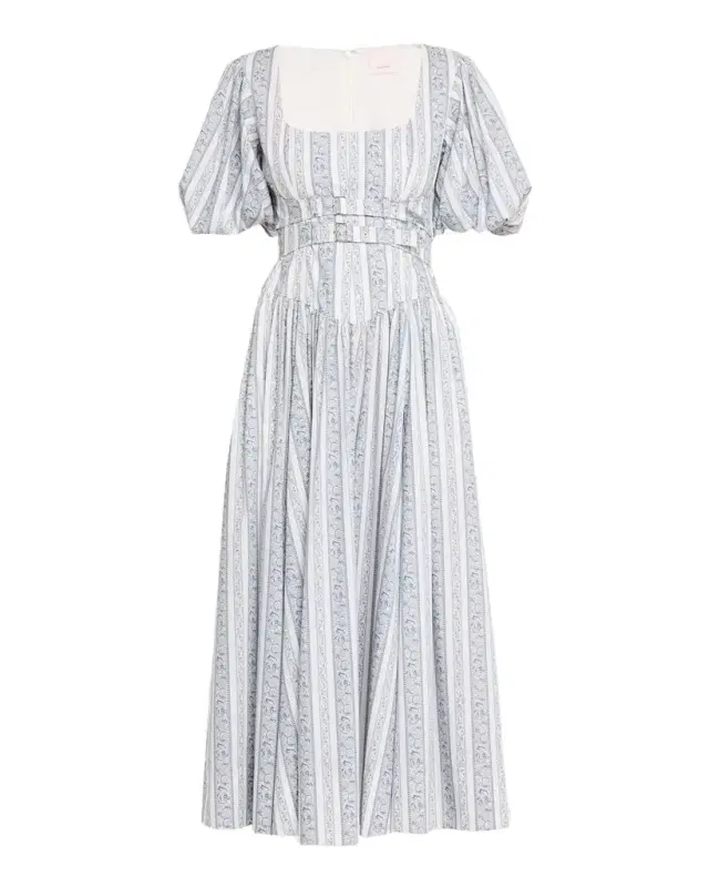 Cinq a Sept Corvin Belted Puff-Sleeve Midi Dress