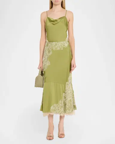 Cinq a Sept Esme Lace Satin Liore Midi Skirt | Thumbnail 2 Cinq a Sept Esme Lace Satin Liore Midi Skirt | Thumbnail 2