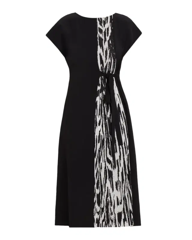 Misook Ikat Belted Knee-Length Dress
