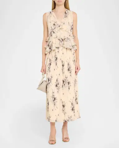 Cinq a Sept Hand-Sketched Floral Midi Skirt | Thumbnail 2 Cinq a Sept Hand-Sketched Floral Midi Skirt | Thumbnail 2