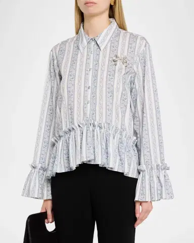 Cinq à Sept Daxel Ruffled Peplum-Hem Shirt | Thumbnail 4
