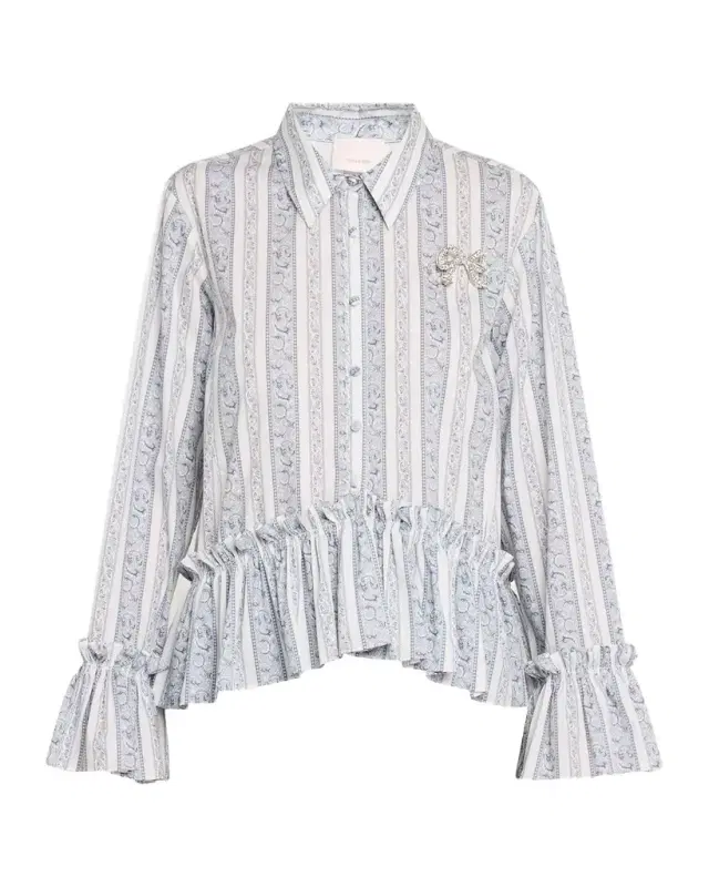 Cinq a Sept Daxel Ruffled Peplum-Hem Shirt