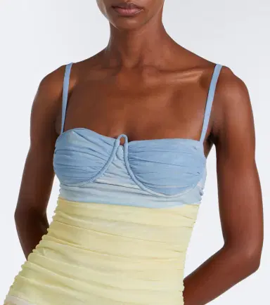 SIR. Printed ruched mesh midi dress | Thumbnail 2