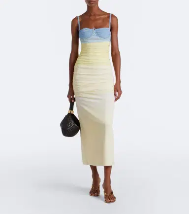 SIR. Printed ruched mesh midi dress | Thumbnail 4