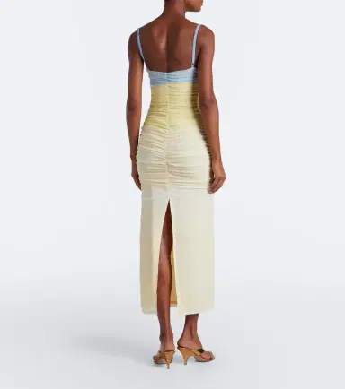 SIR. Printed ruched mesh midi dress | Thumbnail 5