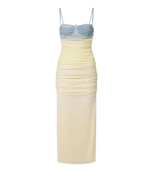 SIR Printed ruched mesh midi dress