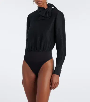 Roland Mouret Bow-detail jacquard ramie and silk bodysuit | Thumbnail 7 Roland Mouret Bow-detail jacquard ramie and silk bodysuit | Thumbnail 7