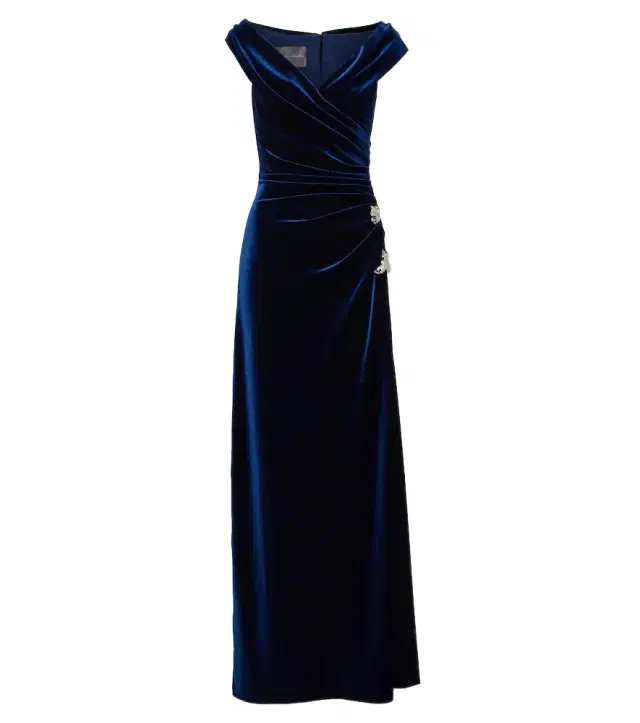 Monique Lhuillier Embellished draped velvet gown