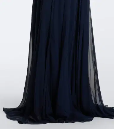 Monique Lhuillier Scarf-detail draped silk bustier gown | Thumbnail 4