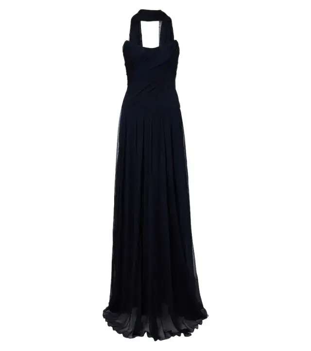 Monique Lhuillier Scarf-detail draped silk bustier gown