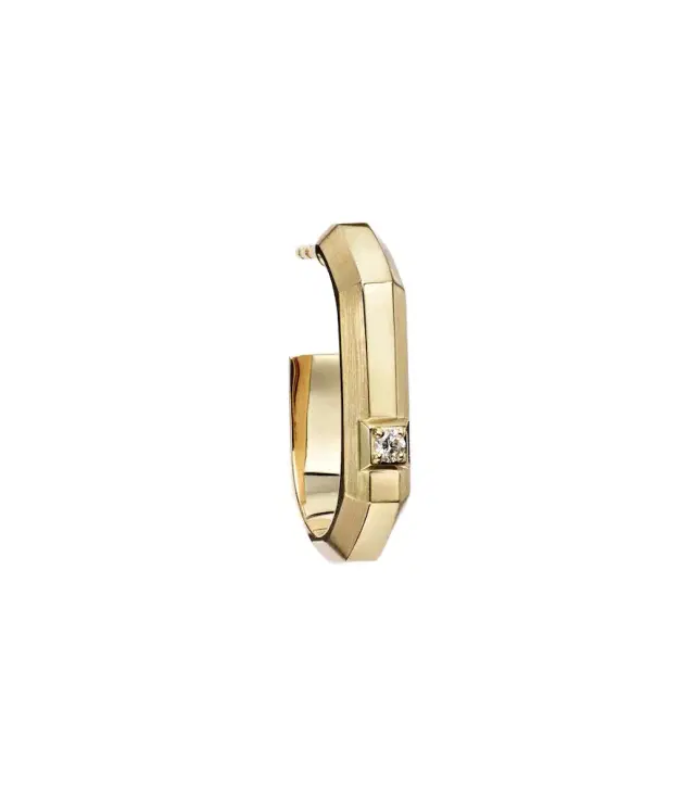 Messika Moderniste Small 18kt gold single hoop earring with diamond