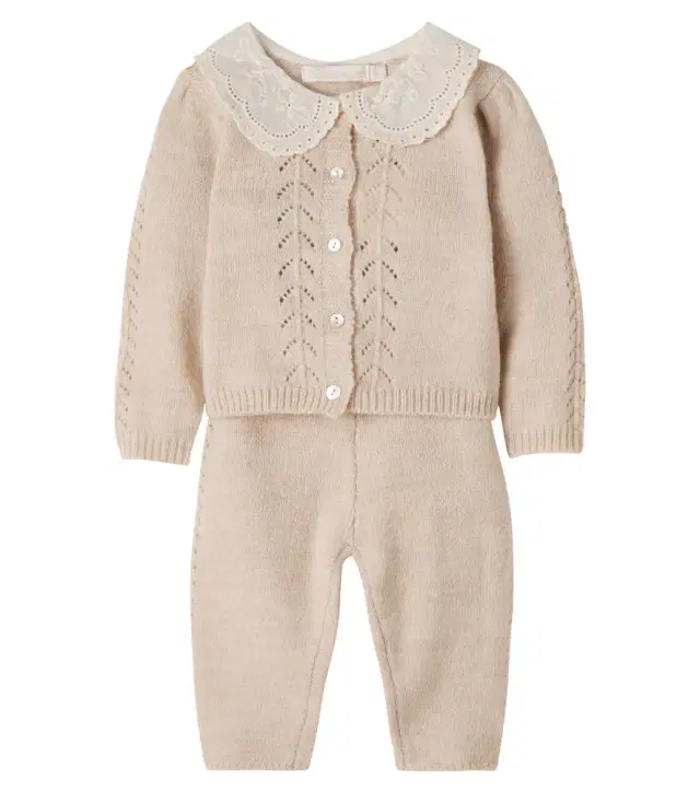 C'era Una Volta Baby Selene embroidered cardigan and pants set