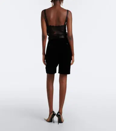 Saint Laurent Belted velvet Bermuda shorts | Thumbnail 5 Saint Laurent Belted velvet Bermuda shorts | Thumbnail 5