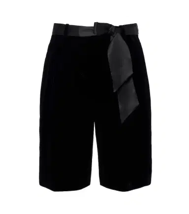 Saint Laurent Belted velvet Bermuda shorts | Thumbnail 1 Saint Laurent Belted velvet Bermuda shorts | Thumbnail 1