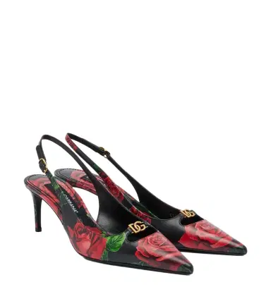 Dolce & Gabbana DG floral leather slingback pumps | Thumbnail 1 Dolce & Gabbana DG floral leather slingback pumps | Thumbnail 1