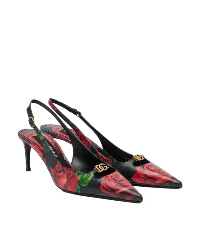 Dolce & Gabbana DG floral leather slingback pumps