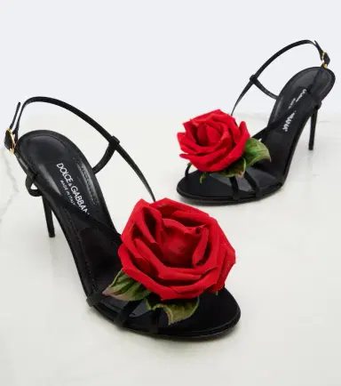 Dolce & Gabbana Floral-appliqué satin slingback sandals | Thumbnail 3 Dolce & Gabbana Floral-appliqué satin slingback sandals | Thumbnail 3