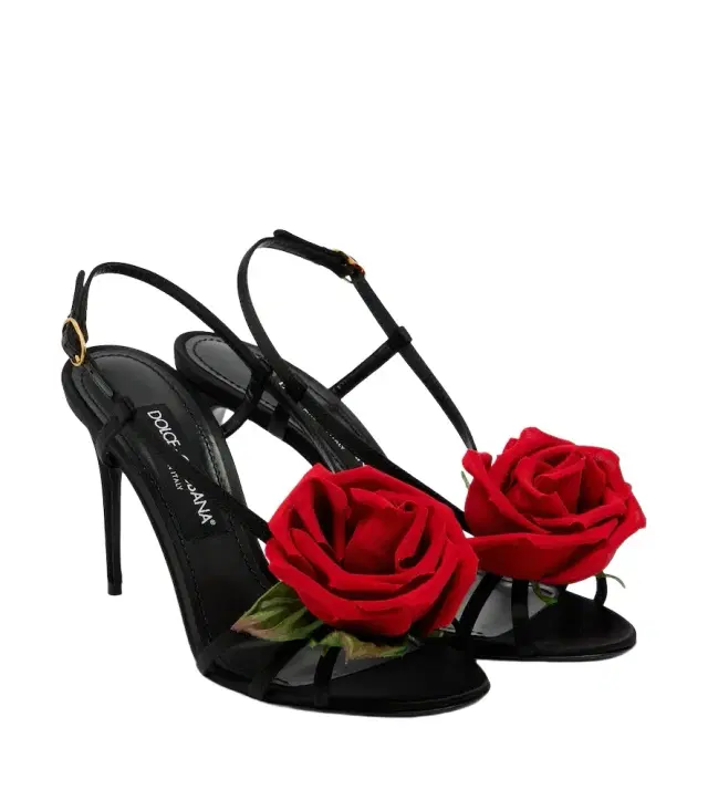 Dolce & Gabbana Floral-appliqué satin slingback sandals