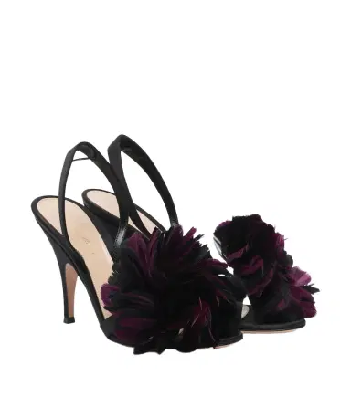 Gianvito Rossi Floral-appliqué satin slingback sandals | Thumbnail 1 Gianvito Rossi Floral-appliqué satin slingback sandals | Thumbnail 1