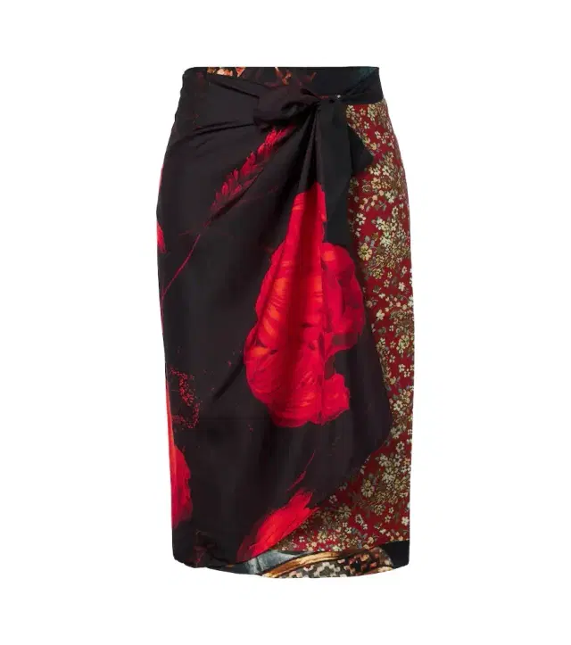 Dries Van Noten Printed silk wrap skirt