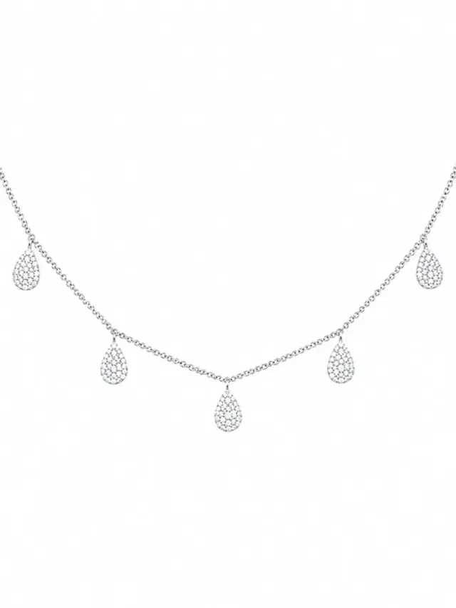 Wish Fine Jewelry 2.30ct Diamond 18K Gold Pave Pear Necklace