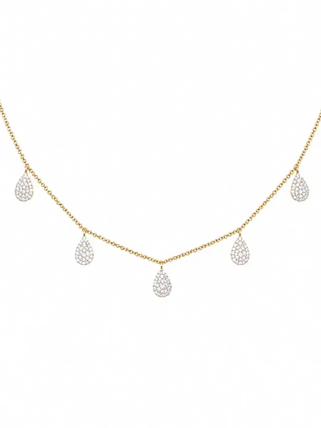 Wish Fine Jewelry 2.30ct Diamond 18K Gold Pave Pear Necklace