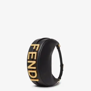 Fendi Small hobo bag made of soft, black leather, decorated | Thumbnail 2