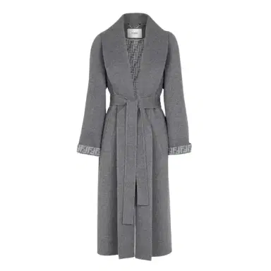 Fendi Midi coat with a large shawl collar and matching belt at | Thumbnail 1 Fendi Midi coat with a large shawl collar and matching belt at | Thumbnail 1