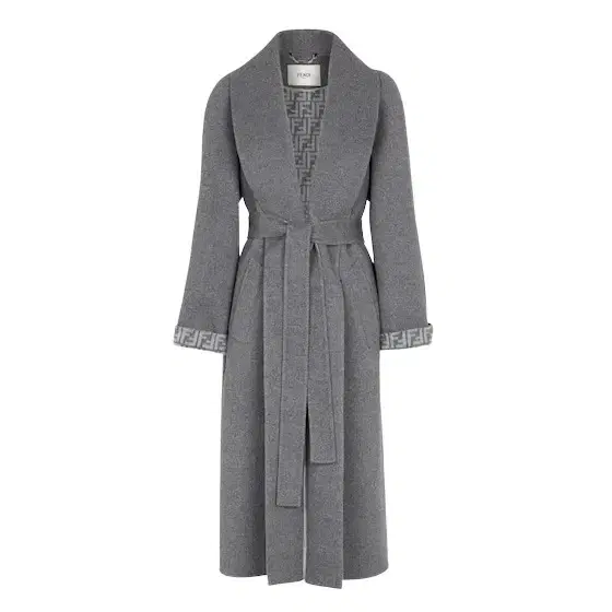 Midi coat with a large shawl collar and matching belt at Midi coat with a large shawl collar and matching belt at