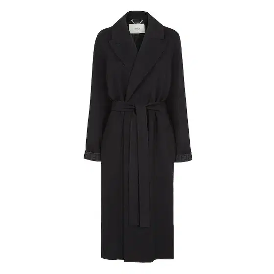 Midi coat with a large lapel collar and matching belt at Midi coat with a large lapel collar and matching belt at